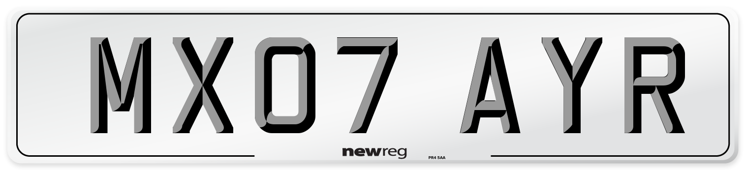 MX07 AYR Number Plate from New Reg